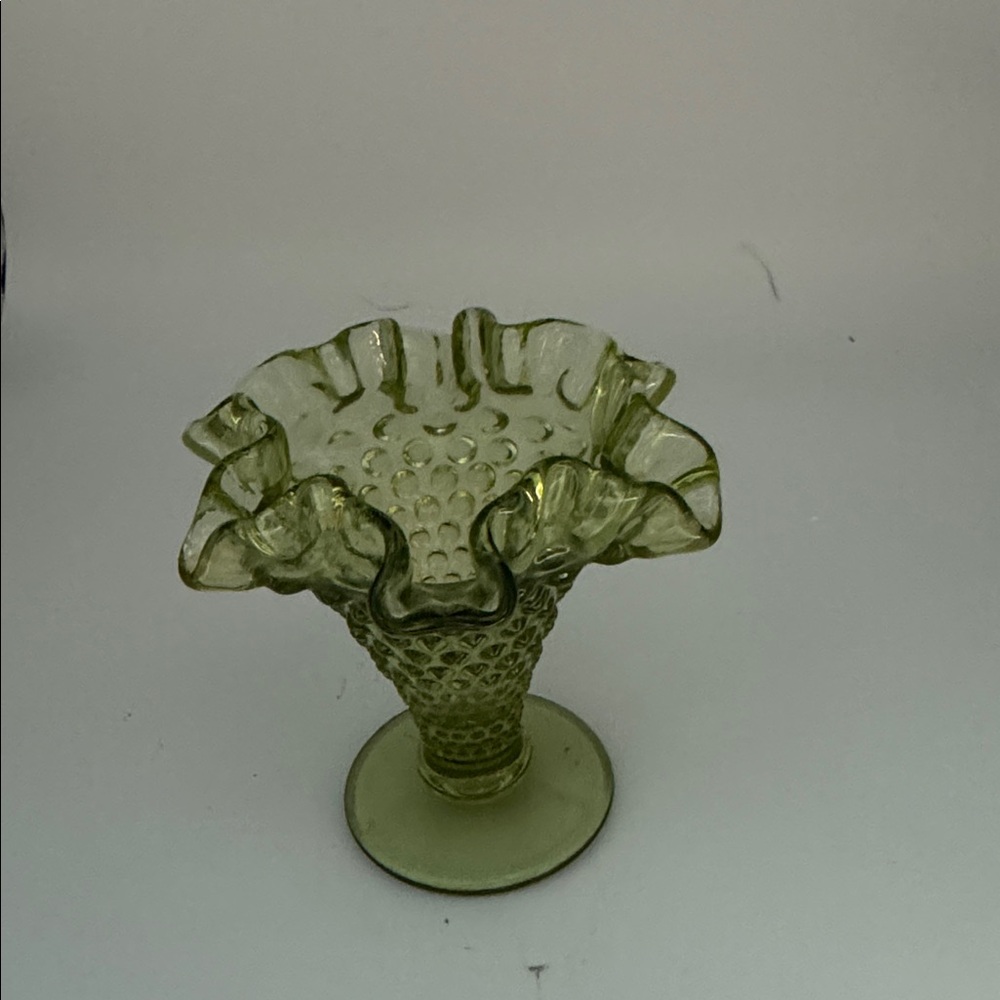 ?Fenton? Green Glass Hobnail Vase